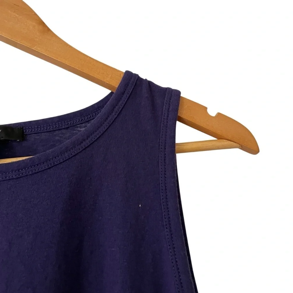 J Crew Twist Front Tank Top Medium Purple Slub Cotton Blend Crewneck Classic